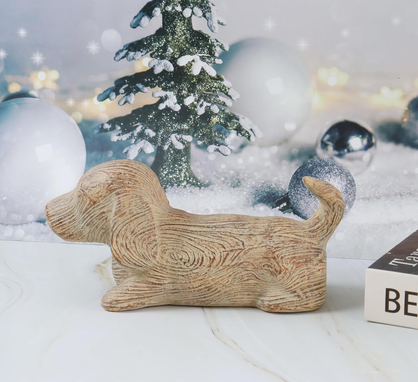 Hymmah Dog Home Decor Statue Rustic Home Decorations for Living Room, Boho Sculpture Resin Animal Collectible Figurines for Indoor Decor