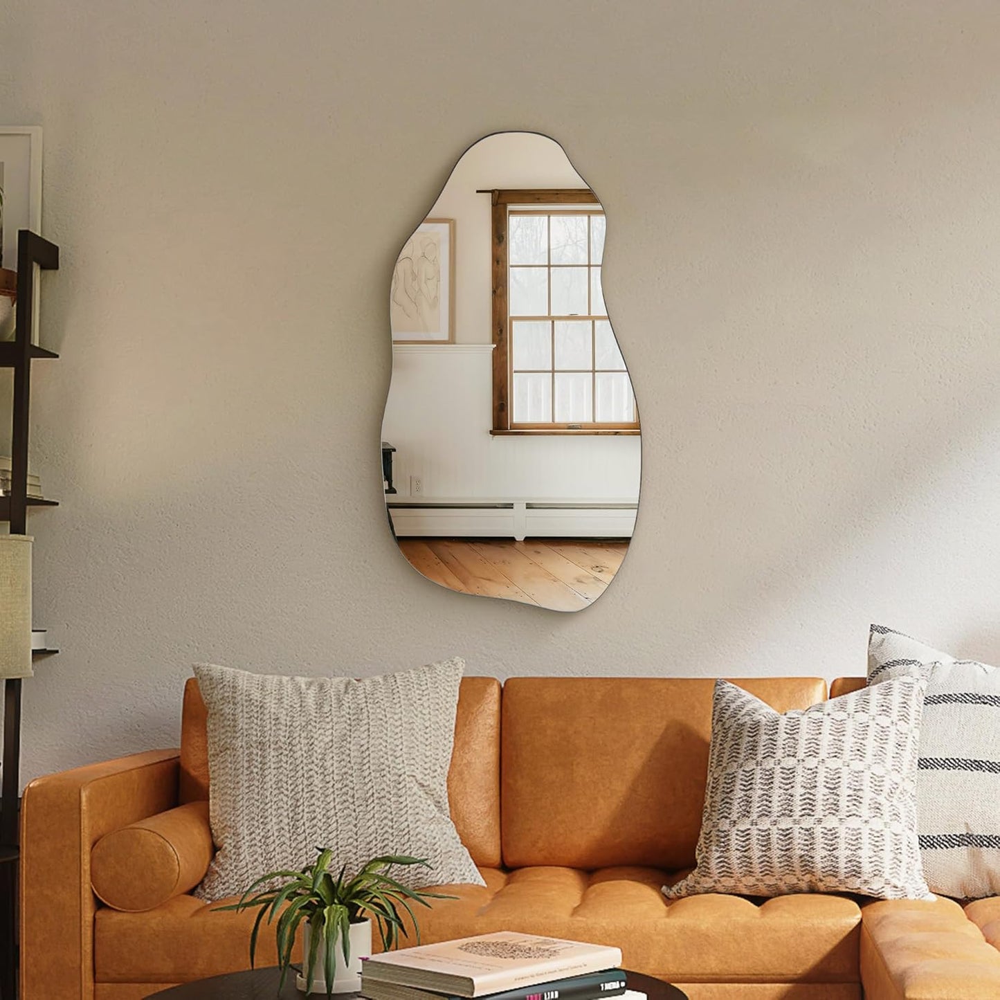 Irregular Wall Mirror, 31.2"x 16.7" Asymmetrical Mirror for Bathroom Bedroom Living Room Entryway, Modern Decorative Mirrors Hanging