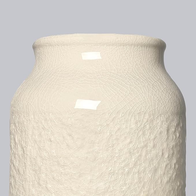 White Ceramic Vase for Flowers, 9 Inch Modern Decorative Vase for Home Decor, Centerpieces, Table, Living Room, Bathroom, Kitchen, Jarrones Decorativos para Sala