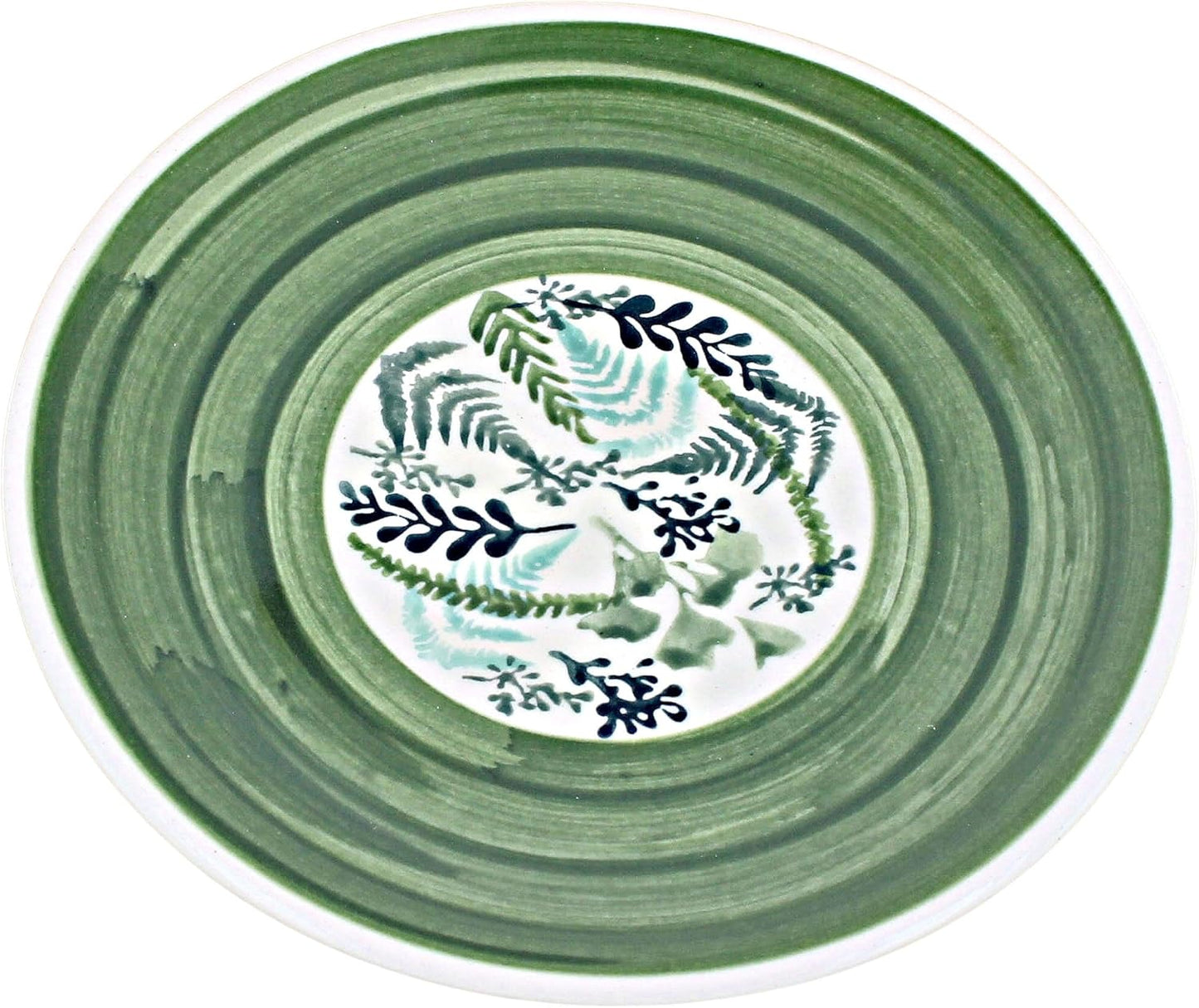 Blue Rose Polish Pottery - Green Floating Fern Dessert Plate - 7" Diameter - Beautiful Plate for Cake, Appetizers, or Snacks