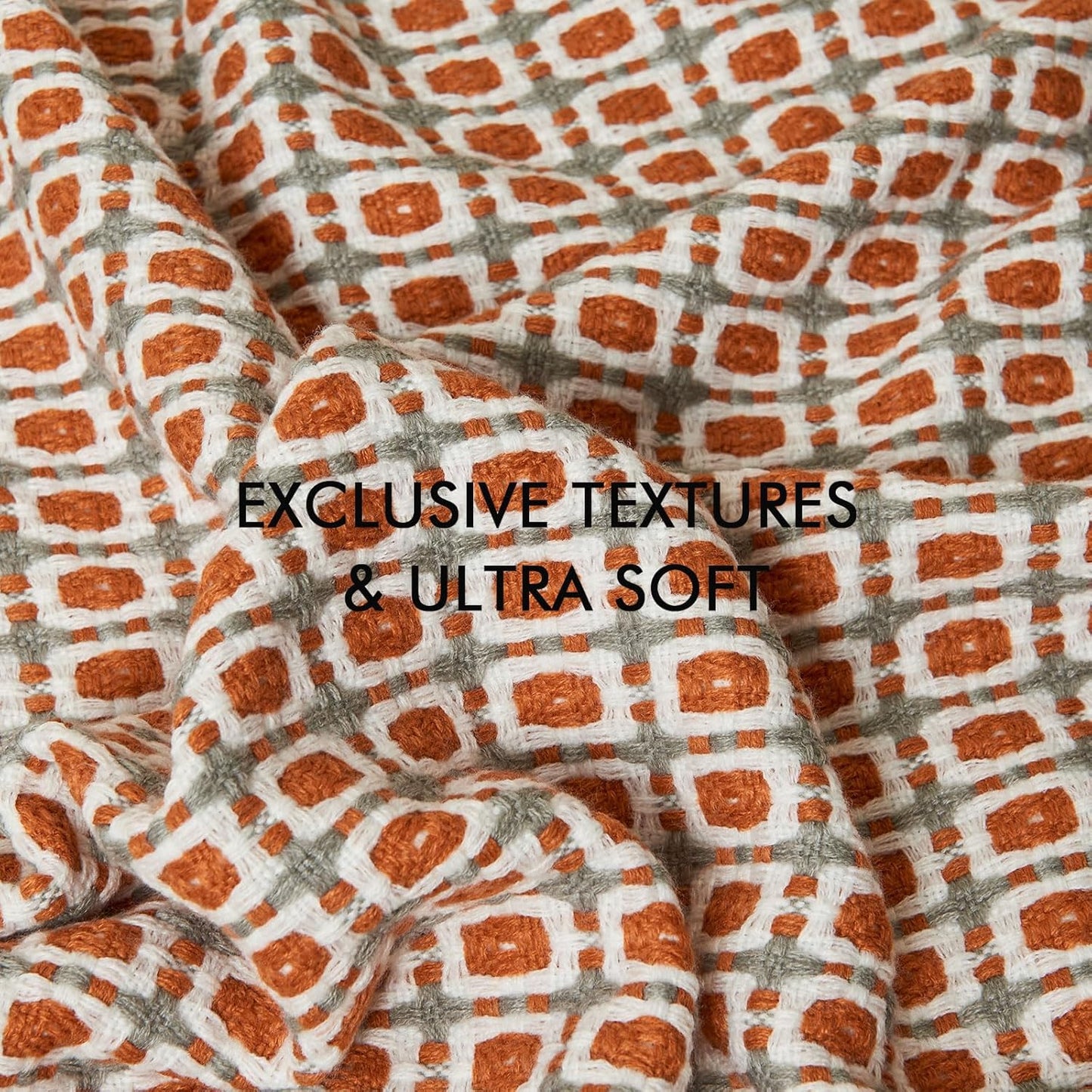 lifein Throw Blanket for Couch - Boho Throw Blanket, Knit Woven Blanket, Soft Decorative Blankets&Throws with Tassels for Bed,Sofa,Chair,Home Decor(50x60in,Rust)