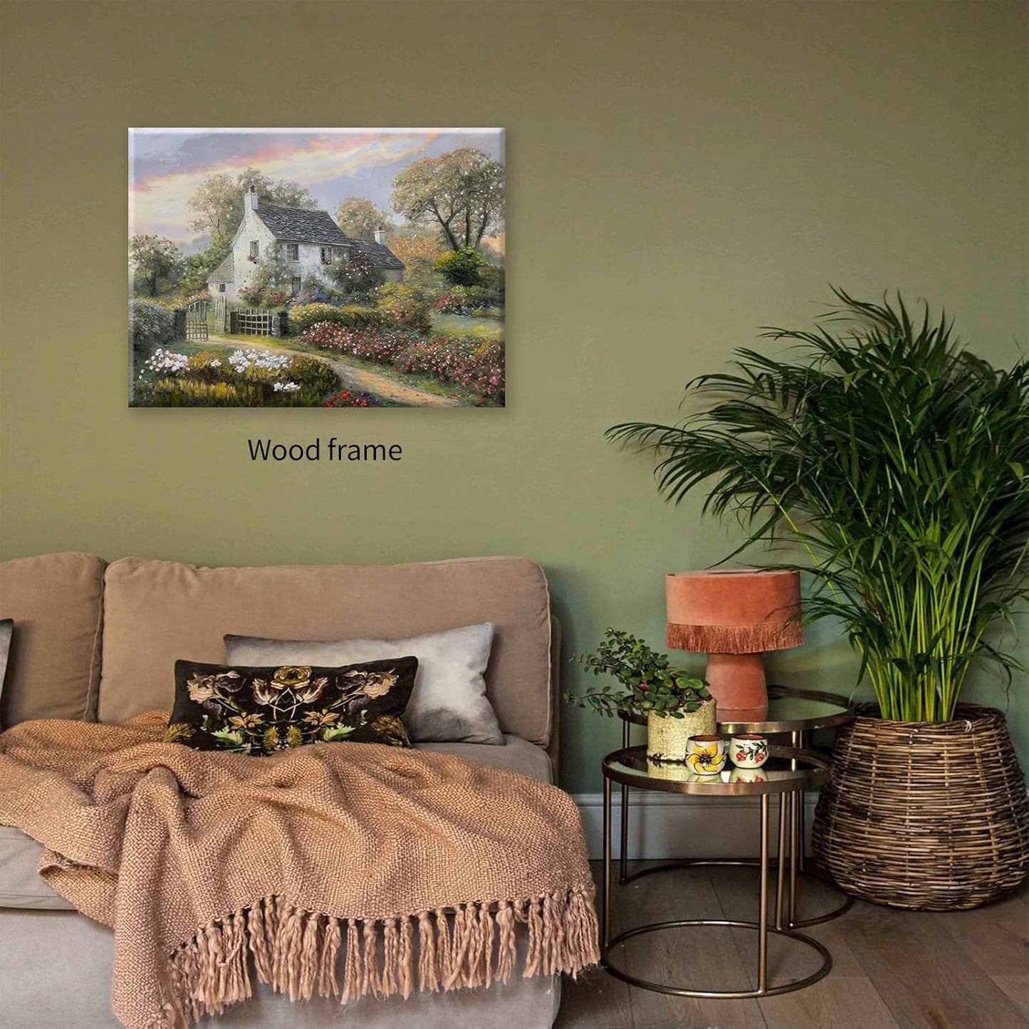 French Country Oil Painting Wall Art Farmhouse Cottage Garden Posters 16x24 inch Framed Classical Vintage Nature Landscape Prints for Living Room Bedroom Wall Decor