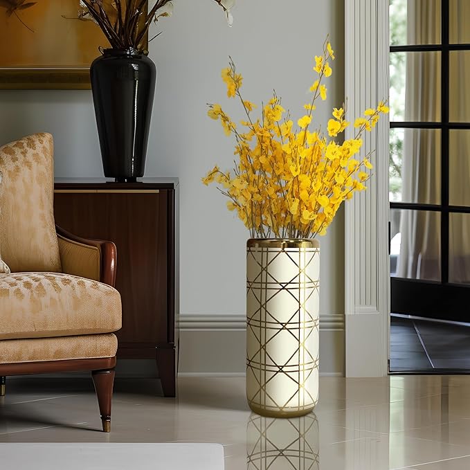 ZOEJADE Porcelain Ceramic Umbrella Stand Umbrella Holder Modern Style Floor Vase for Storing Canes Walking Sticks for Entryway Indoor 18'' High