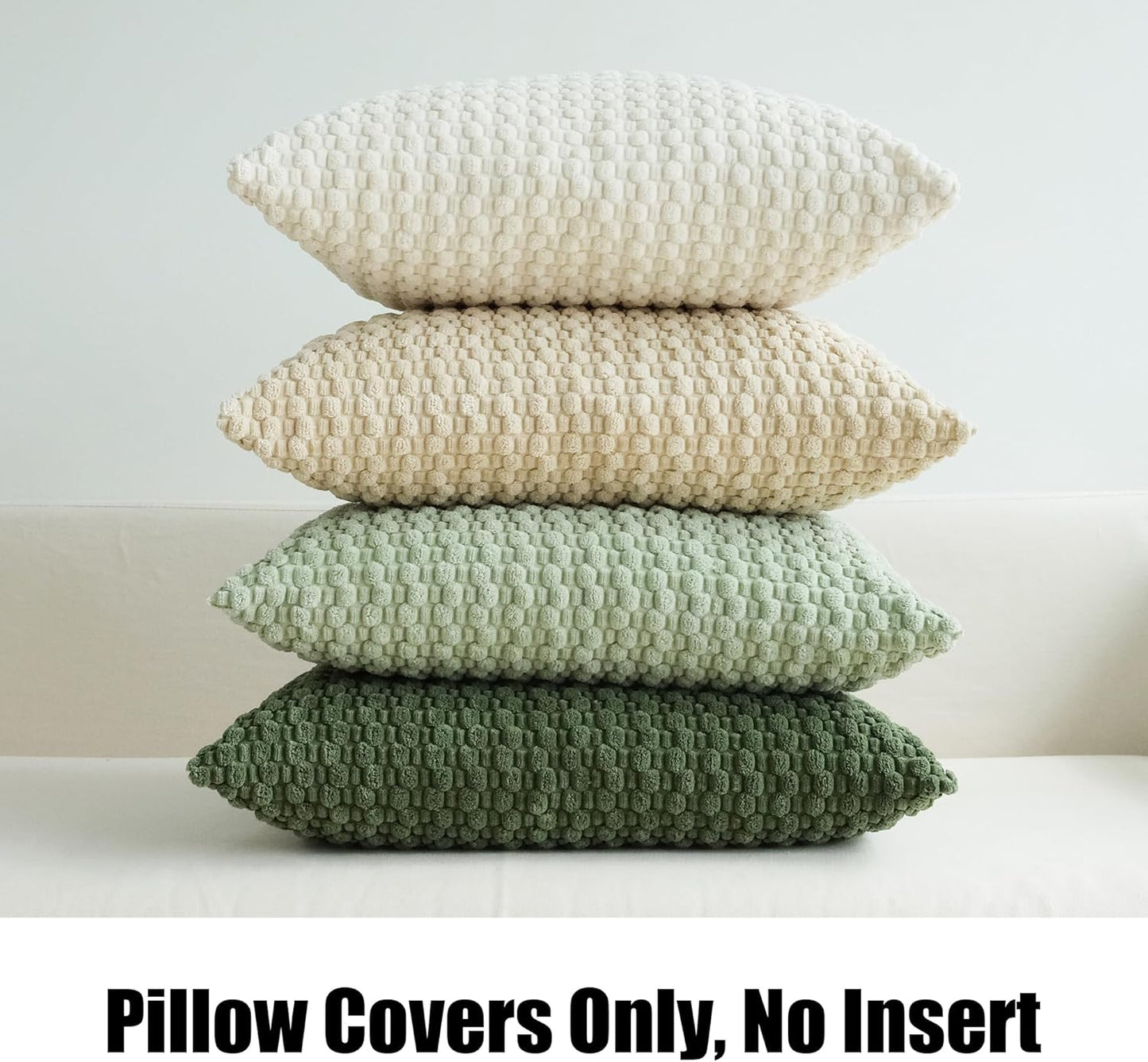 JOJUSIS Pack of 4 Spring Decorative Throw Pillow Covers Farmhouse Boho Home Decor Striped Corduroy Square Pillowcases 24 x 24 Inch Green