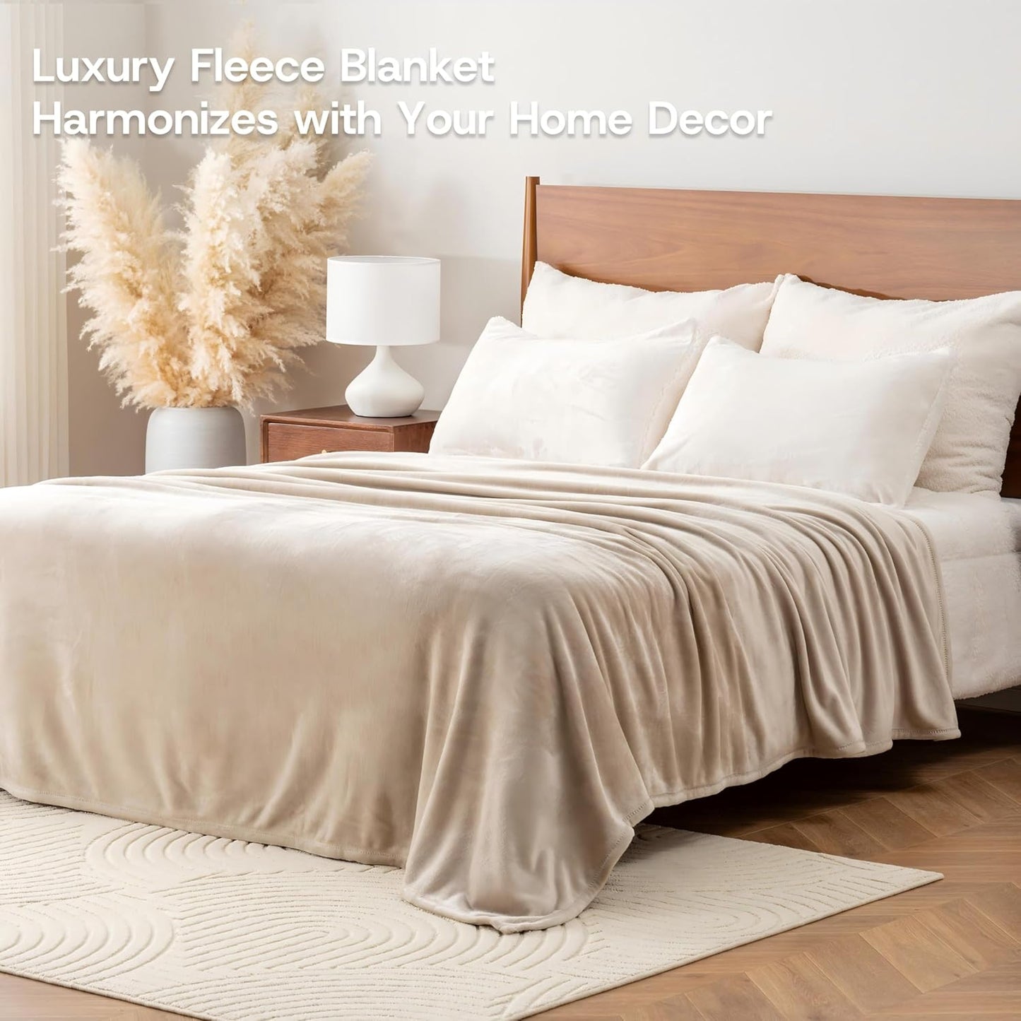 Luxury Fleece Warm Blanket, Soft Lightweight Velvety Plush Blanket for Sofa and Bed, Cozy Comfy for All Seasons(Grain, 108×90 Inches)