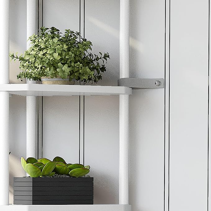 6 Tier Corner Shelf with LED Light, 66.5'' Tall Standing Shelf, Narrow Display Shelf Stand, Modern Corner Bookshelf, Plant Stand, Corner Bookcase for Living Room, Bedroom, Small Space LCS502WE