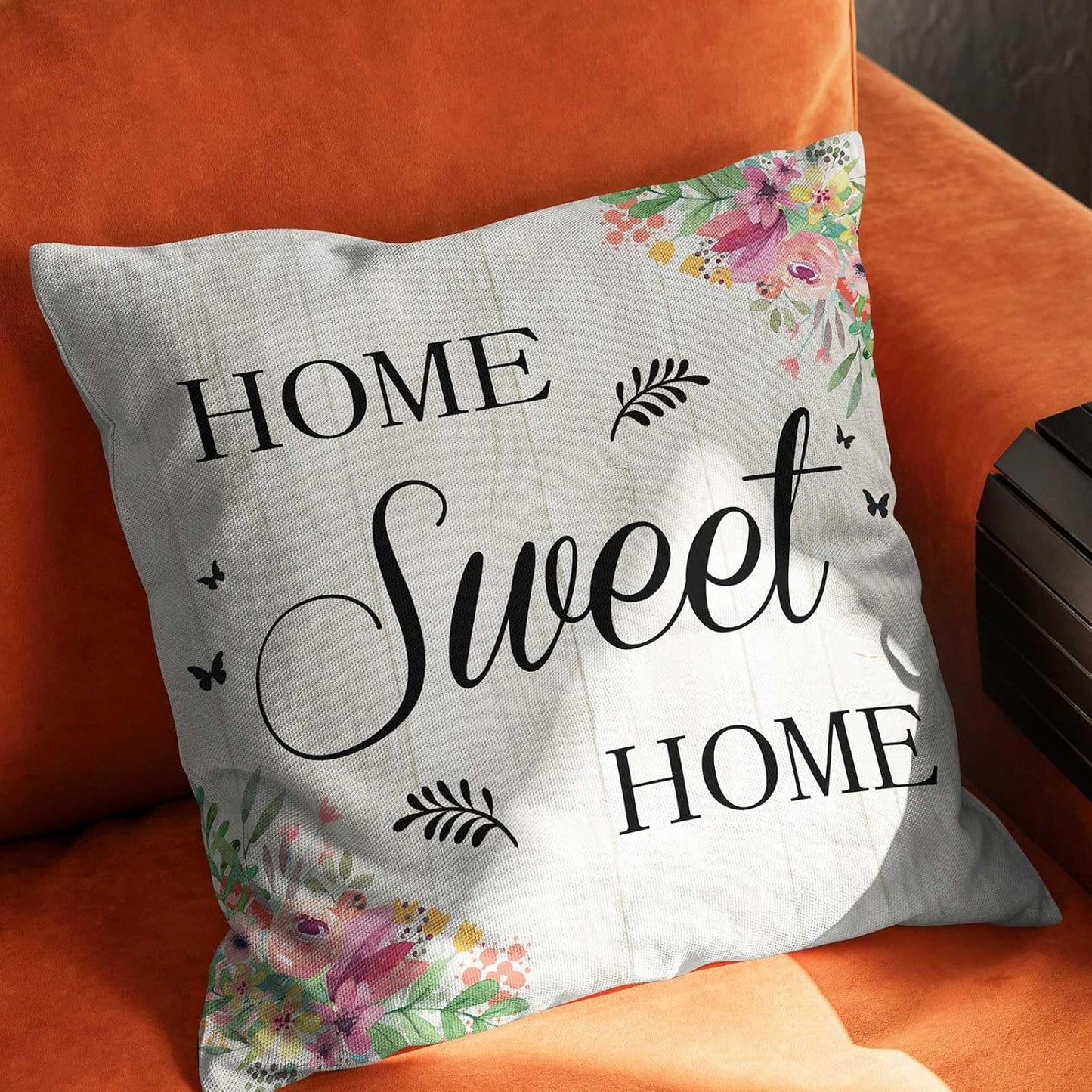 Home Sweet Home Spring Flower Throw Pillow Cover,Spring Flower Farmhouse Decor Pillow Covers Home Decorative Sofa Pillow Case 18x18 Inch