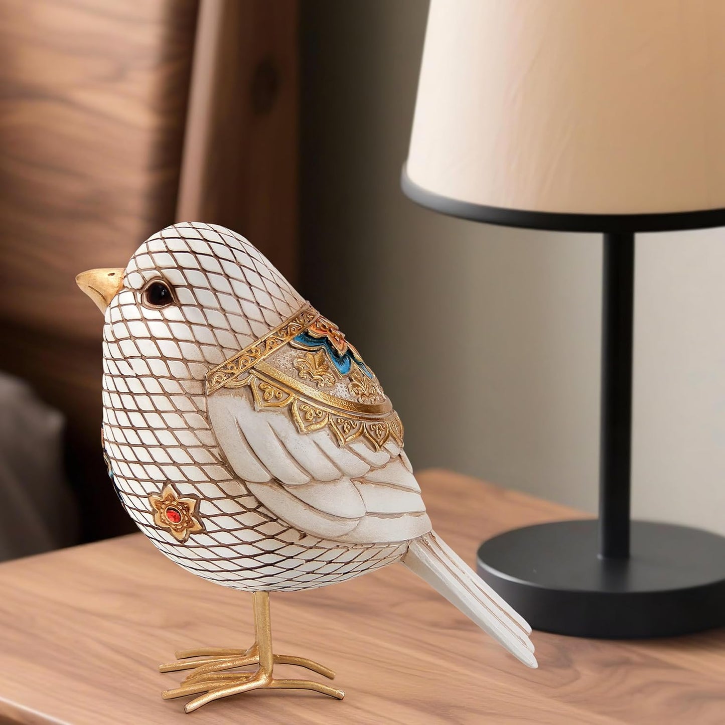 Bird Figuriens for Home Decor Accents,Boho Bird Statue Sculpture for Shelf Decor,Birds Decorations for Home Table Bookshelf Mantels Office,Vintage Animal Decor,Decorative Birds Gifts for Women