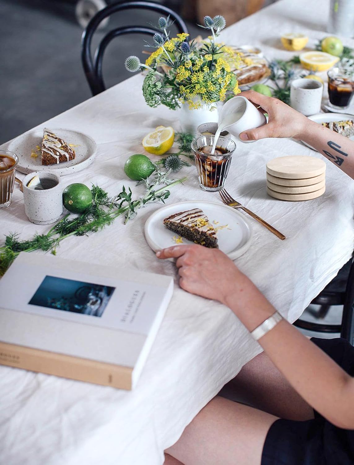 Beige Travertine Coasters Set of 4,Marble Absorbent Coasters 4 '',Ideal for Housewarming Gifts, Anniversaries, Office Decorations - Protects countertops - Sturdy and Durable, Beautiful and Generous