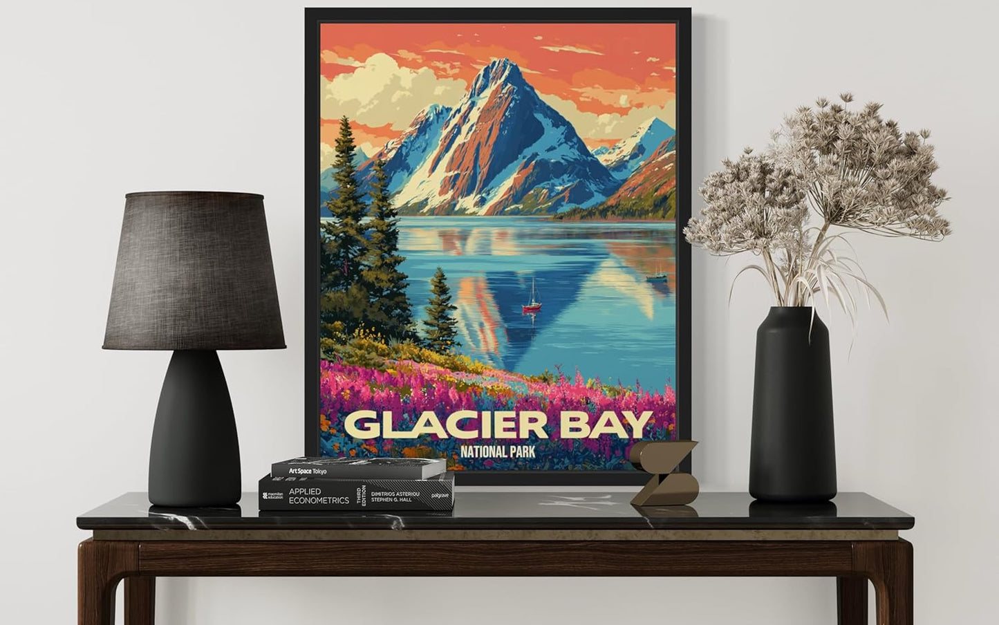 Glacier Bay National Park Art Print Poster, Vintage Retro Pop Art Travel Wall Art Bedroom Bathroom Living Room Decor 185 (Glacier Bay, 24 x 36 inches, Unframed)