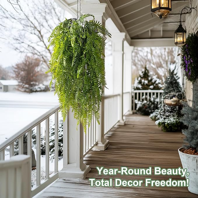 4PCS Fake Hanging Plants Set - Ultra Realistic Artificial Vine with Lifelike Leaves, Zero Maintenance Home & Office Decor for Wall, Shelf, Wedding Arch