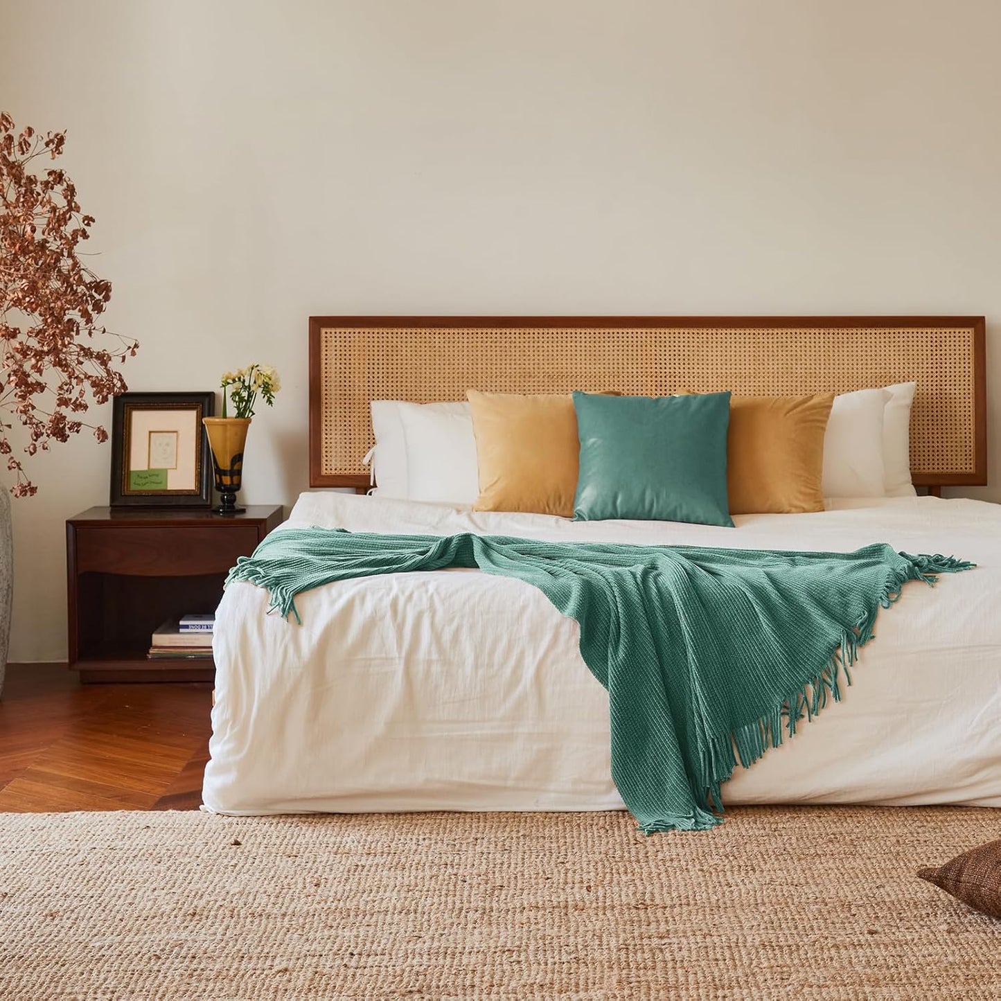 lifein Throw Blanket for Couch, Soft Boho Decor Bed Throw,Cozy Blue Chenille Knitted Small Farmhouse Lightweight Throw (Aqua,50 * 60")