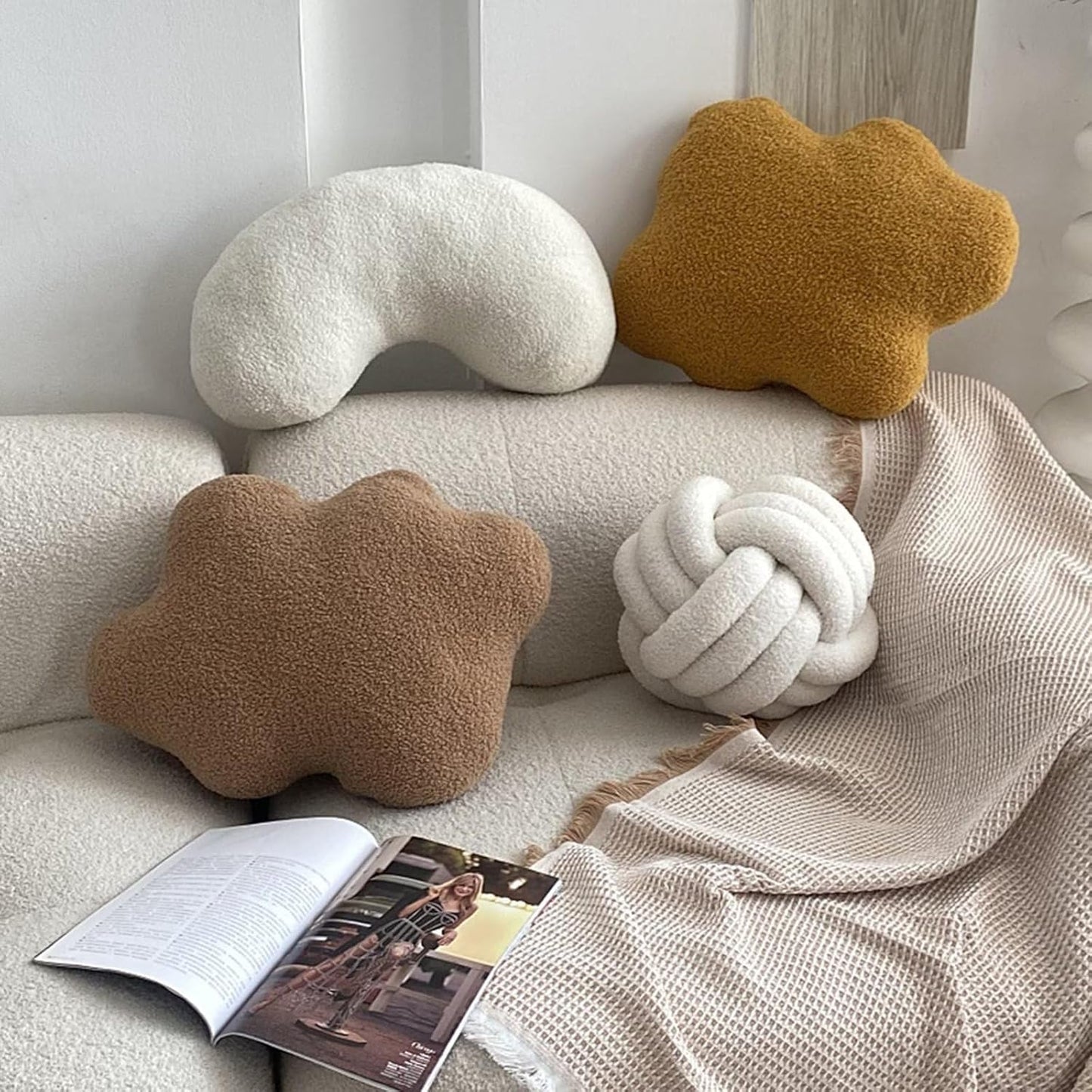 Khaki Cashew Shaped Plush Pillow,Cute Soft Waist Rest Cushion,Home Decorative Throw Pillow Used to Add Comfort and Style to A Couch,Sofa,Or Living Room.