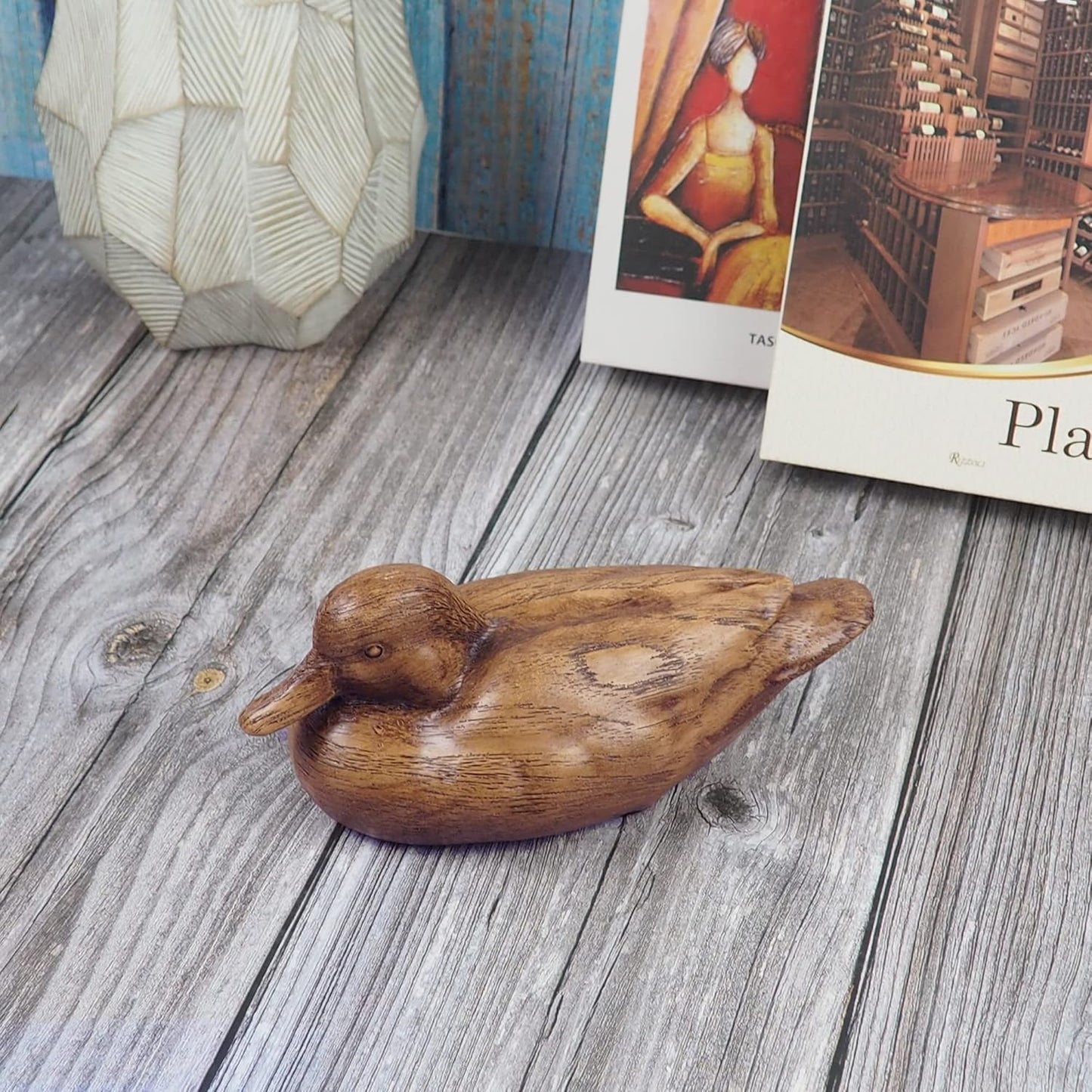 Hymmah Duck Home Decor Statue Rustic Home Decorations for Living Room, Boho Sculpture Resin Animal Collectible Figurines for Indoor Decor