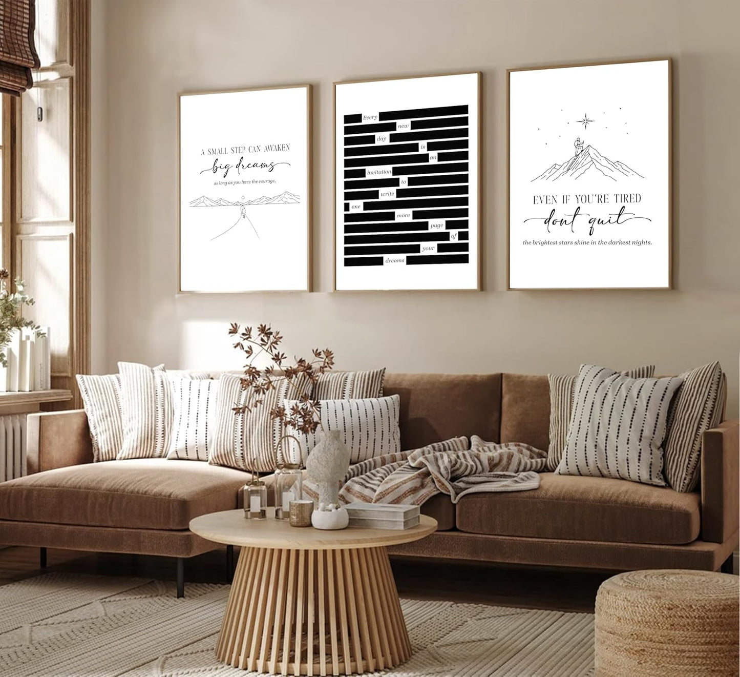 Inspirational Minimalist black white Wall Art Motivational Positive Dreams Painting Picture Wall Decor Encouraging Quotes Poster Print Artwork for Living Room Office Home Decoration Unframed