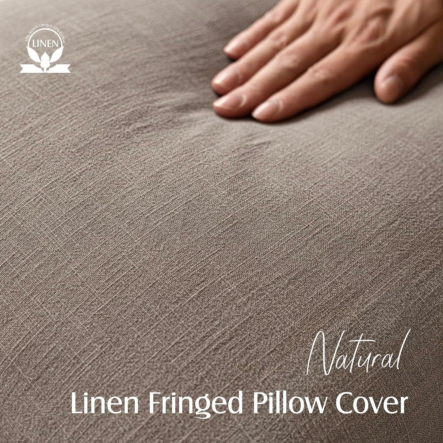 Foindtower Decorative Linen Fringe Lumbar Throw Pillow Covers Cozy Boho Farmhouse Cushion Cover with Tassel Soft Accent Pillowcase for Sofa Bed Living Room Home Decor, 12×20 Inch,1PC,Brown Tan