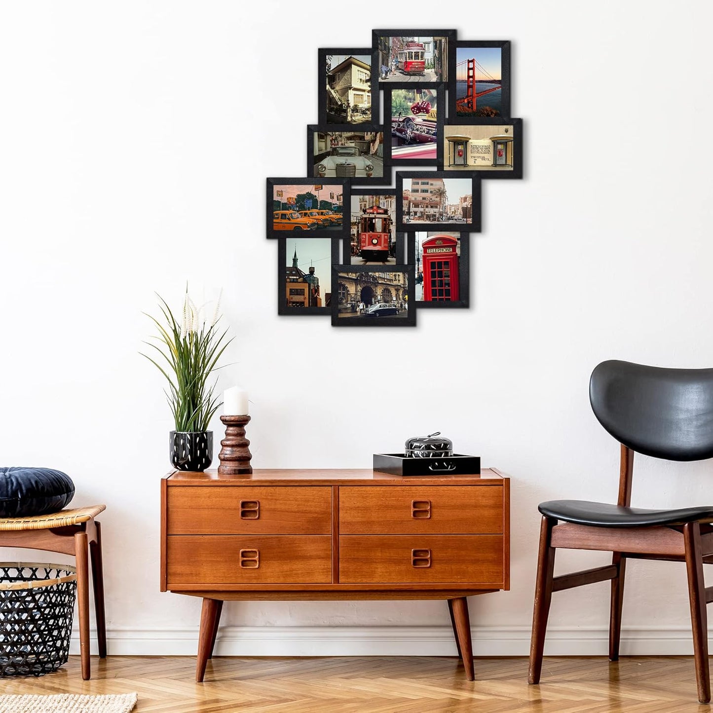 Jerry & Maggie 12 Opening Collage Picture Frame, Multi Picture Frame for Wall, 4x6 Inches, Plastic Wall Picture Frames for Living Room, No Assembly, Black/ 2 Pack