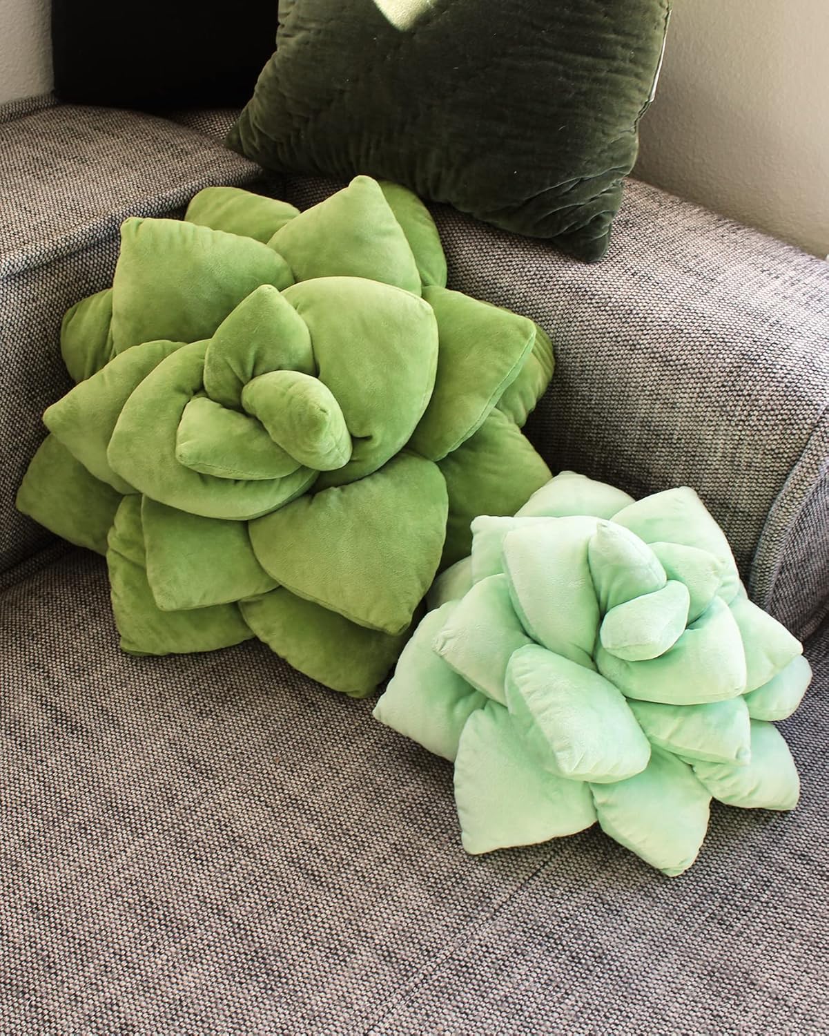 Green Philosophy Co. Succulent® Pillow 20" – Soft 3D Decorative Flower Throw Pillow, Unique Olive Green Plush Flower Cushion, Perfect for Couch, Sofa, Bedroom Decor, Gift for Plant Lovers
