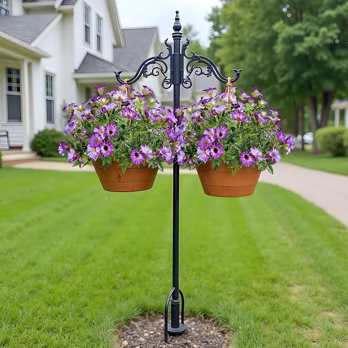 UV Resistant Artificial Petunias 13.3In Fake Flowers 4PCS Artificial Flowers for Outdoors Silk Flowers Fake Hanging Basket Plants Suitable for Outdoor Porch Decor Patio Decor, Light Purple