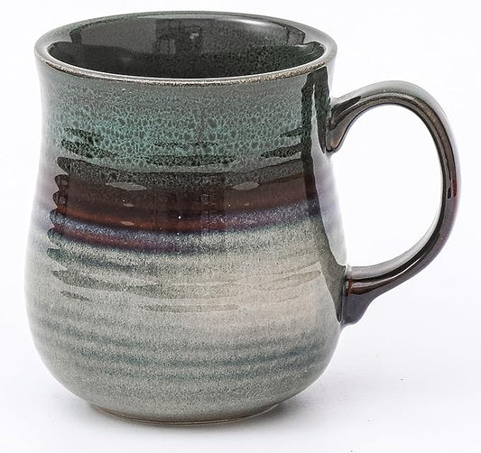 21 oz Large Ceramic Coffee Mugs, Pottery Mug Handmade, Ceramic Tea Cups with Handle for Office and Home, Dishwasher and Microwave Safe (Ink Green)