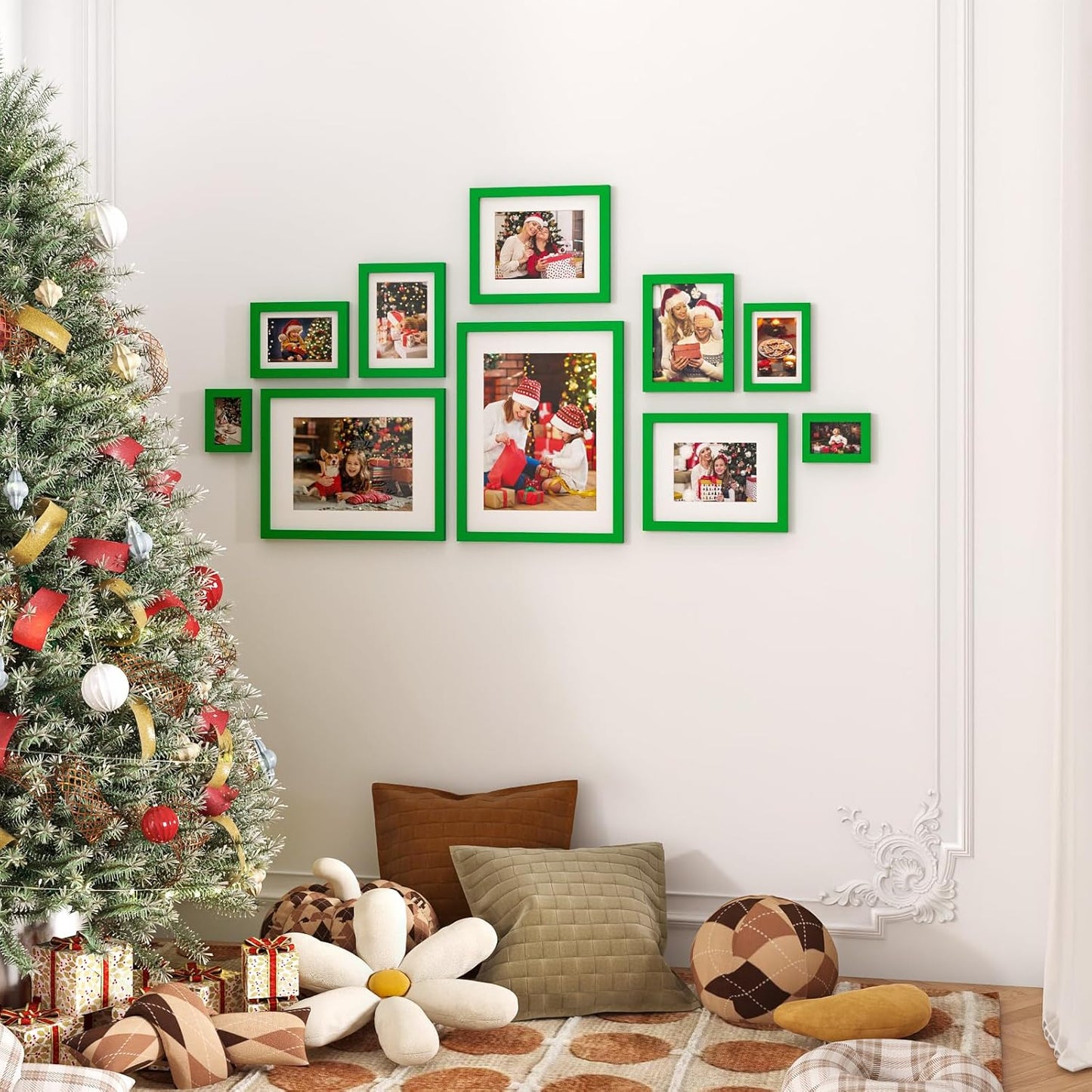 KINLINK 4x6 Frame Green Grass, Solid Wood 4 x 6 Picture Frame with Acrylic Plexiglass for 3.5x5 with Mat, Tabletop and Wall Display Photo Frames 4x6 Green Bright, 4 Pack