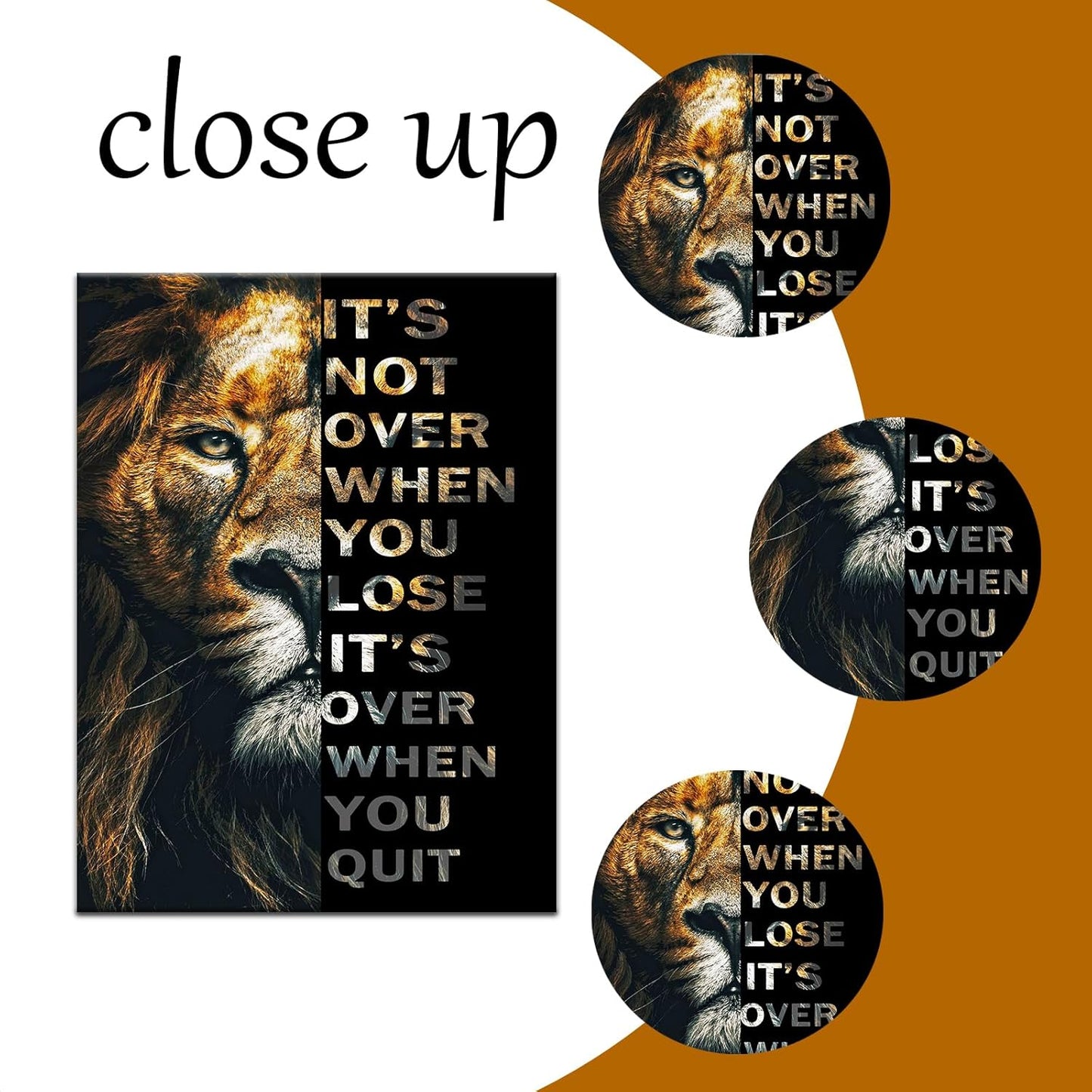 Lion motivational Posters Animal Canvas Print Wall Art Inspirational Quote Picture Painting Modern Home Decor Inspiring Artwork Decor for Living Room Bedroom Office Ready to Hang [18''W x 24''H]