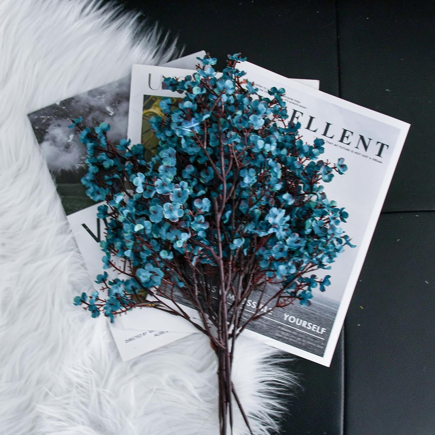 Mandy's Teal Artificial Baby’s Breath Flowers 15 Bundles Silk Gypsophila with Bendable Stems for Fall Centerpiece Wedding Decor and Table Arrangements