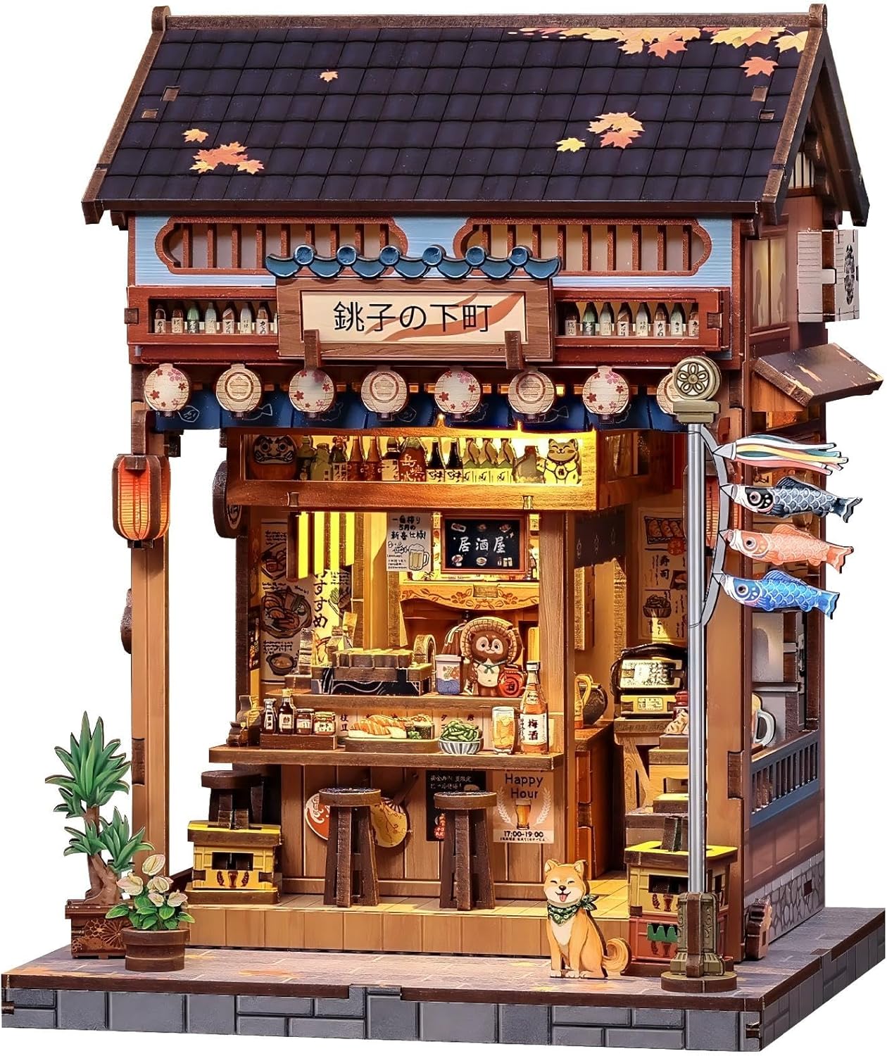 Fsolis Japanese Book Nook Kit - DIY Bookshelf Miniature Dollhouse Kit for Adults, Mini House Tiny 3D Puzzles Adult Craft Gifts for Women Teenagers Book Lovers (Izaka-ya Kurosawa)