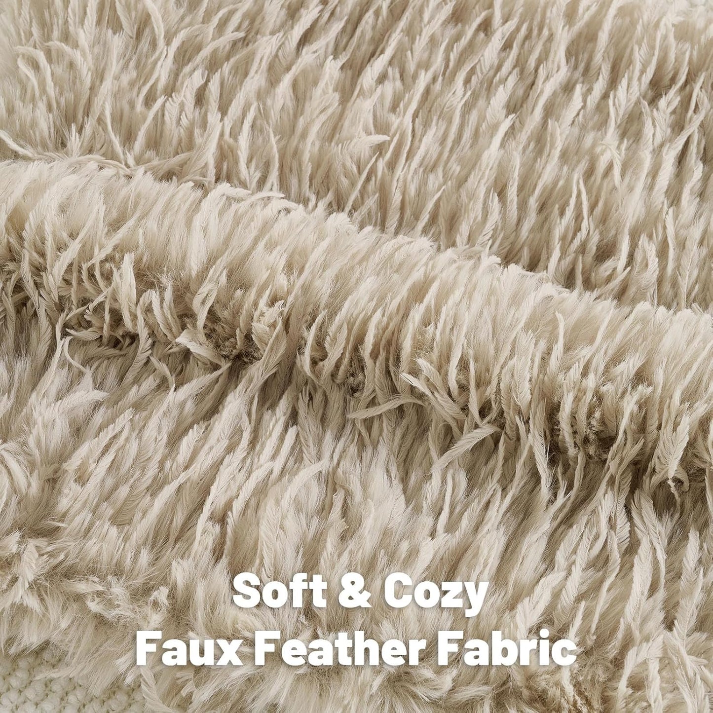 FUTEI Apricot Decorative Throw Pillow Covers 26x26 Inch Set of 2,Soft Fluffy Faux Feather Texture Euro Pillow Shams,Modern Home Luxury Decor for Couch Bed Living Room