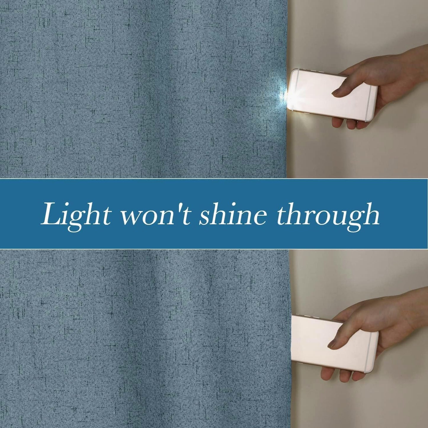 H.VERSAILTEX Linen Blackout Curtains Durable Thick Textured Linen Look 100% Blackout Patio Door Curtain Anti Rust Grommet Extra Wide Sliding Door Curtain Panel, W100 x L96 inch - Stone Blue