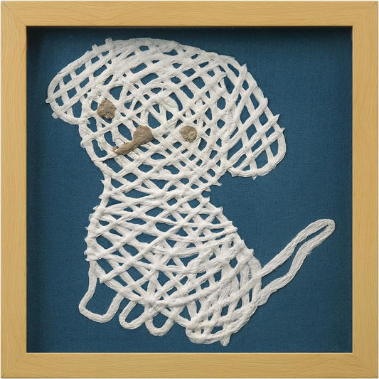 FOLKOR Framed Abstract Wall Art Decor for Dorm Pet Shop, 12" 3D Cat Wall Sculpture Shadow Box Art, Handmade Rice Paper Animal Artwork for Nursery Bedroom Decoration, Boys Girls Gift for Birthday