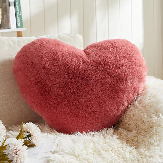 EastTree Heart Pillows, Peach Pink Heart Shaped Pillows, Ultra Soft Extra-Large Fluffy Pillows, Love Throw Pillows Gifts, Women Girls Living Room Decor 15x18 Inch