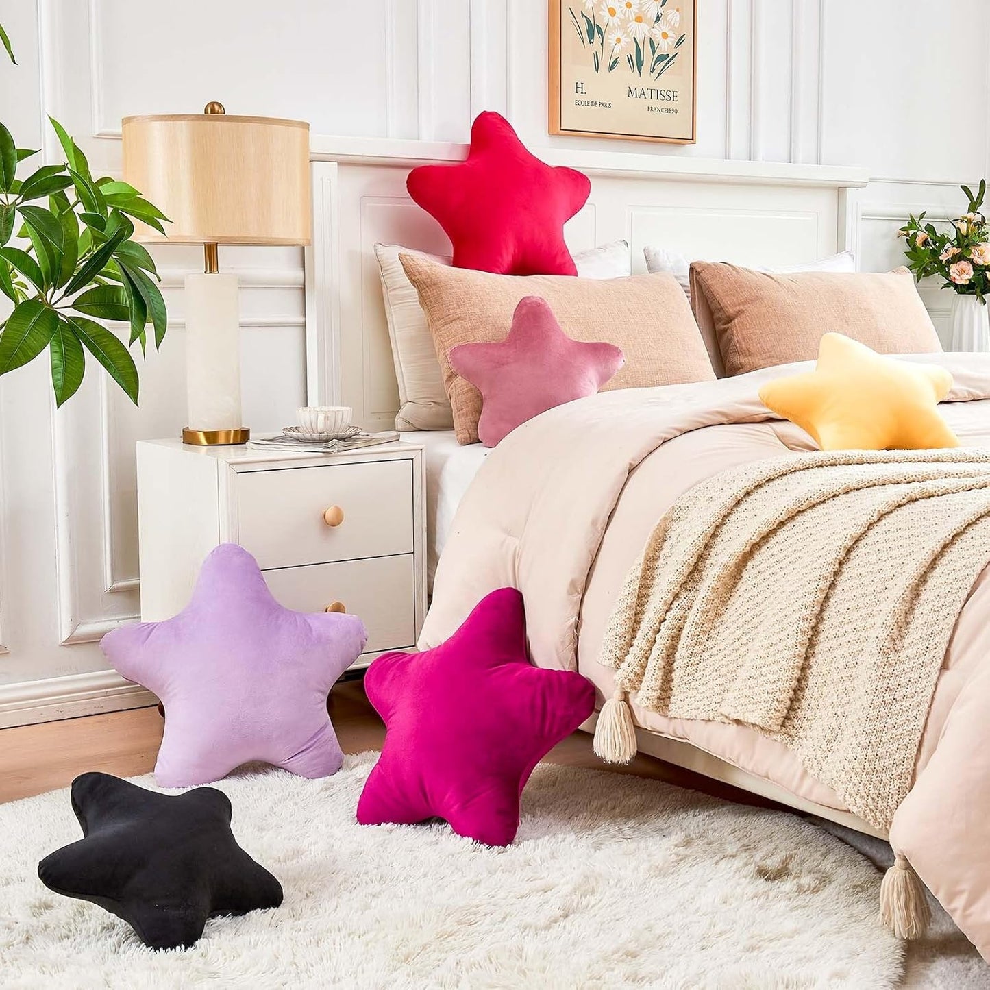Dusty Pink Star Throw Pillow, Cute Star Pillow Room Decor, Soft 14.9" Star Shaped Decorative Throw Pillow for Bedroom, Star Plush Floor Cushions Pillows