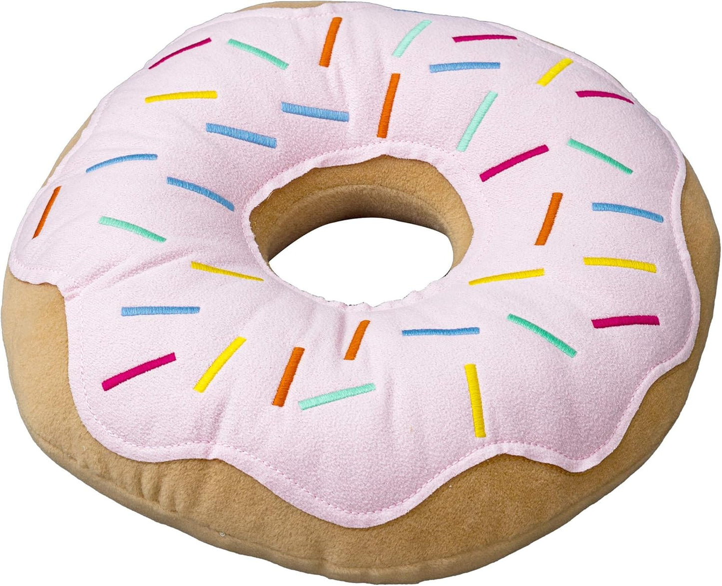 MABEL HOME Throw Pillow 14", Donut, 3D Digital Print Decorative Comfortable Soft Plush Funny Food Shaped Pillow, Seat Pad Cushion for Couch, Chair, Floor, Sofa (Pink)