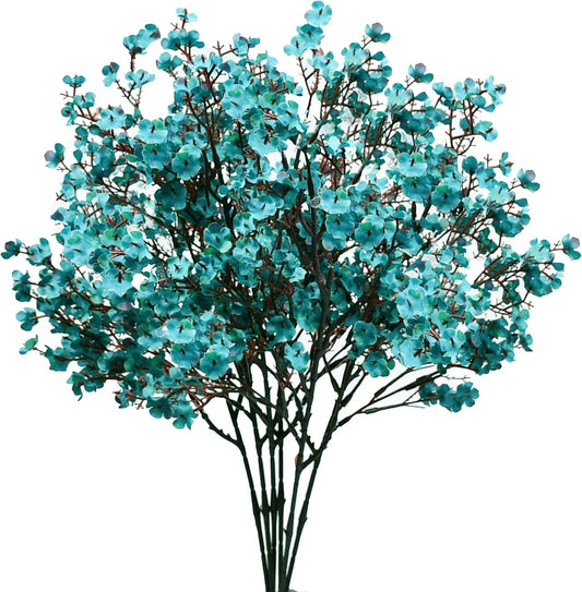 Mandy's Teal Artificial Baby’s Breath Flowers 15 Bundles Silk Gypsophila with Bendable Stems for Fall Centerpiece Wedding Decor and Table Arrangements