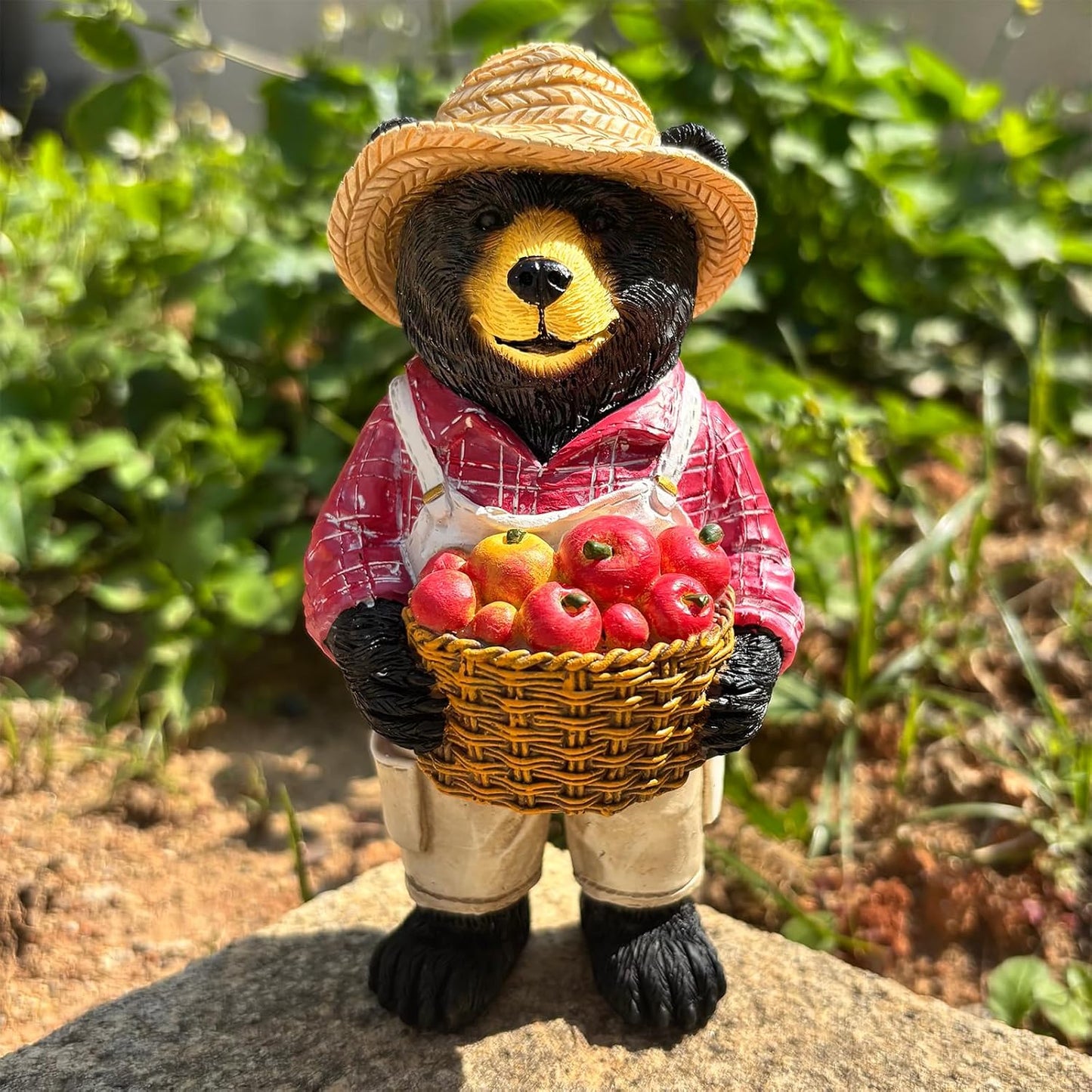 Black Bear Figurine Home Decor Bear Statue,for Office, Desk, and Shelf Decoration,Farmer Themed Birthday Gifts