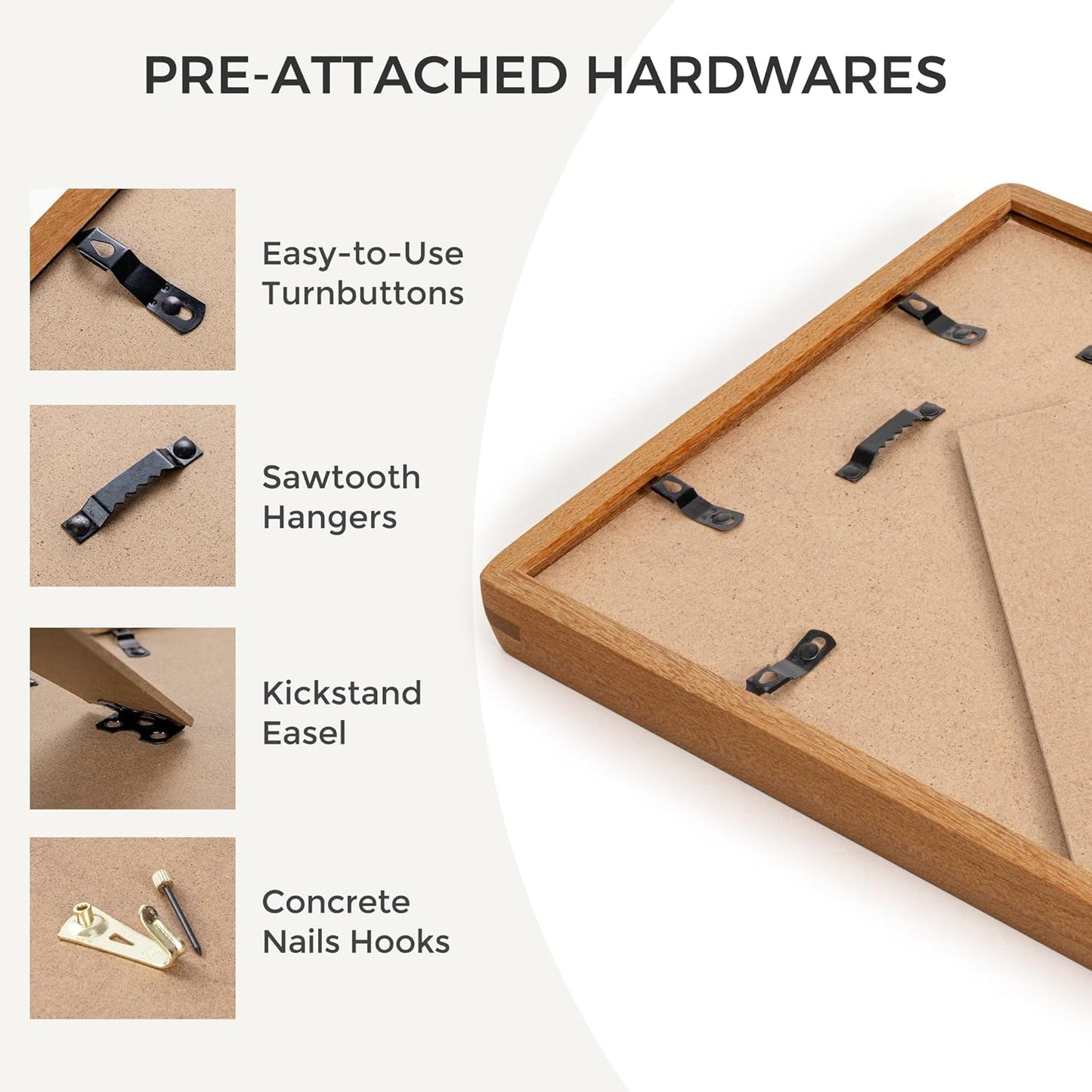 Heimlove 6x8 Picture Frames Natural Teak,Original Wood Hand Make Crafted Photo Frame with Mat to 5x7 Graduation Picture Display,Family Picture,Wedding Picture Tabletop & Wall Decoration