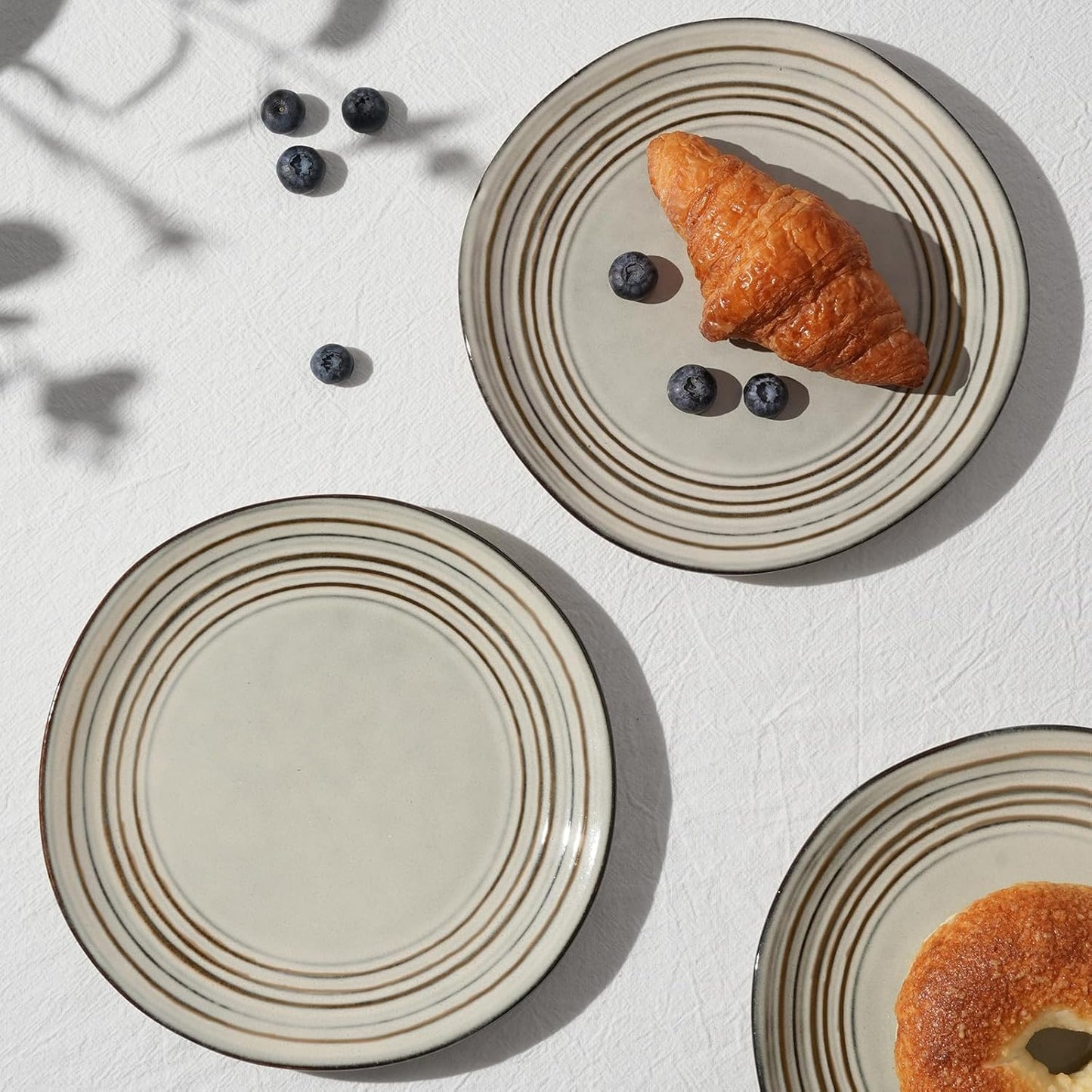 famiware Dinner Plates, 8 Inch Small Plate Set for 6, Dessert Appetizer Speckled Hand-made Ceramic Salad Plates, Microwave & Dishwasher Safe, Scratch Resistant, Twilight Series, Terre-verte