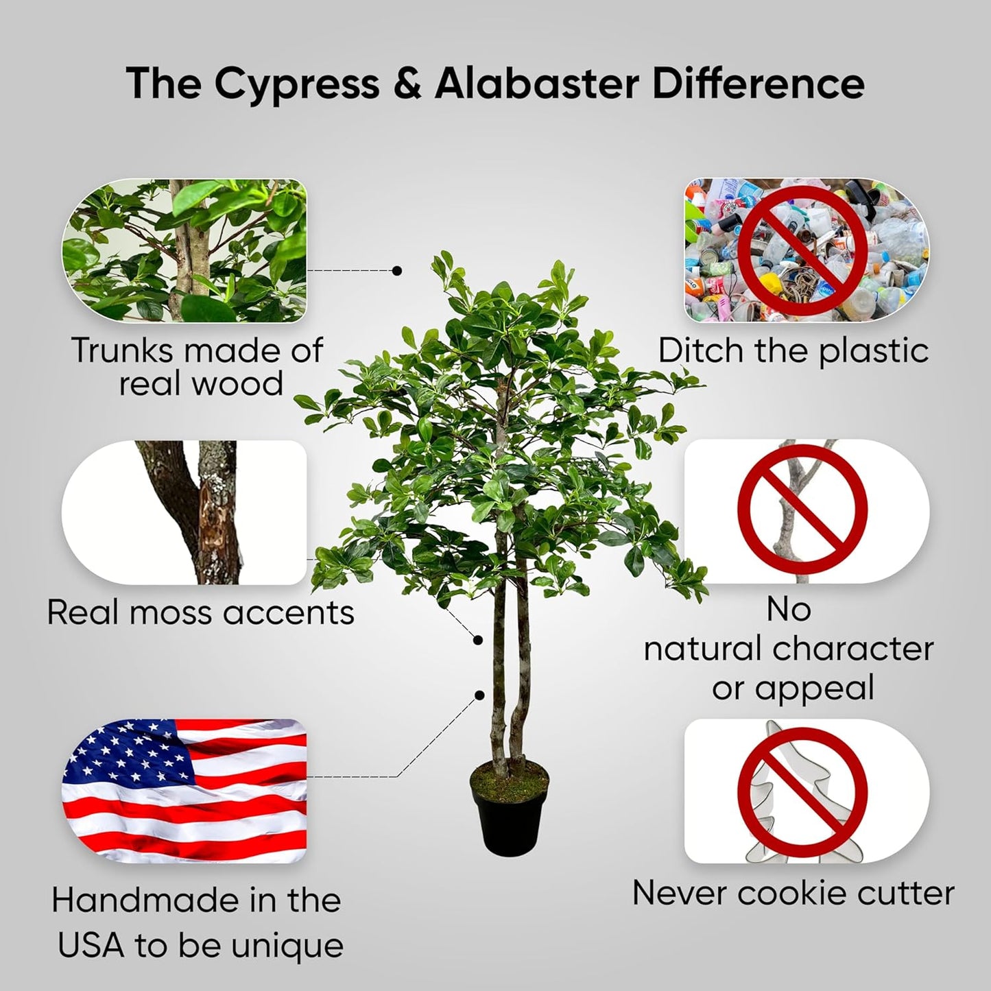 Cypress & Alabaster Handmade 4ft Italian Black Olive Leaf Artificial Tree with Ethically Sourced Real Wood Trunks, Hypoallergenic, 4-Foot, Green