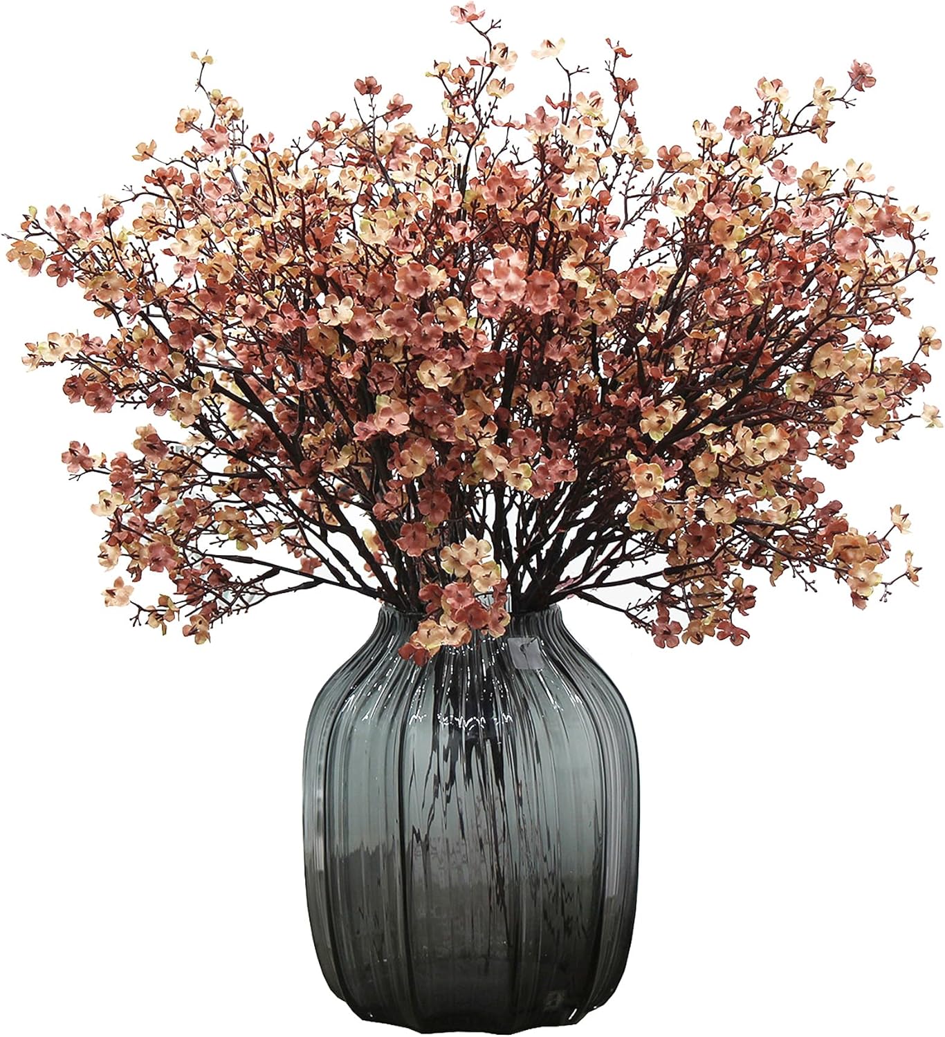 JAKY-Global Babys Breath Silk Artificial Flowers 12 Bundle European Fake Plants Farmhouse Decor Fall Decoration Bouquets DIY Home Garden (Beige Brown-12pcs)