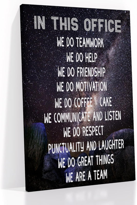Inspirational Canvas Wall Art Home Decor Motivational Entrepreneur Quotes in This Office We Do Teamwork Poster Print Painting Artwork for Bathroom Teens Room Ready to Hang [12''Wx18''H]