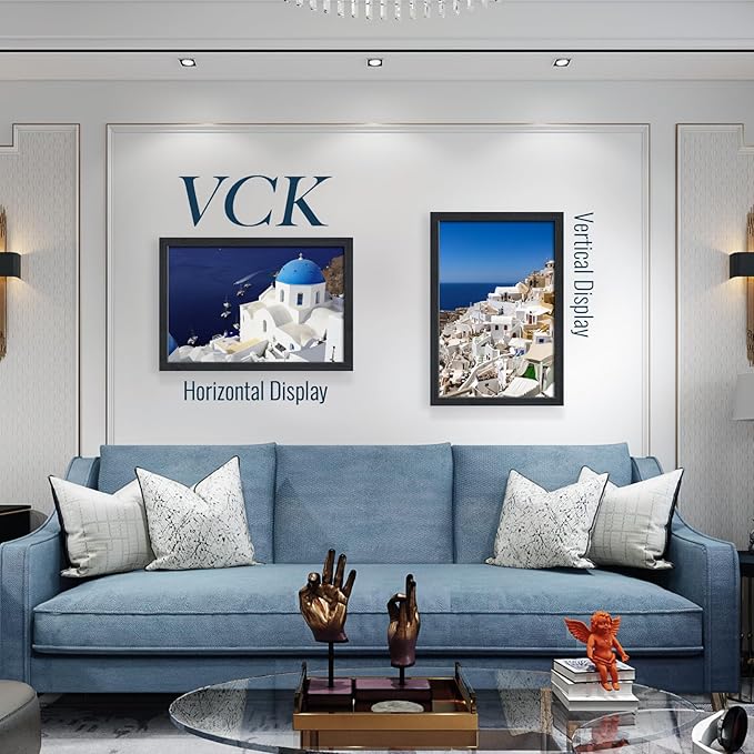 VCK 16x24 Frame for Poster & Picture - Black Oak 3 Pack, Natural Textured Solid Wood Frame, Wall Hanging