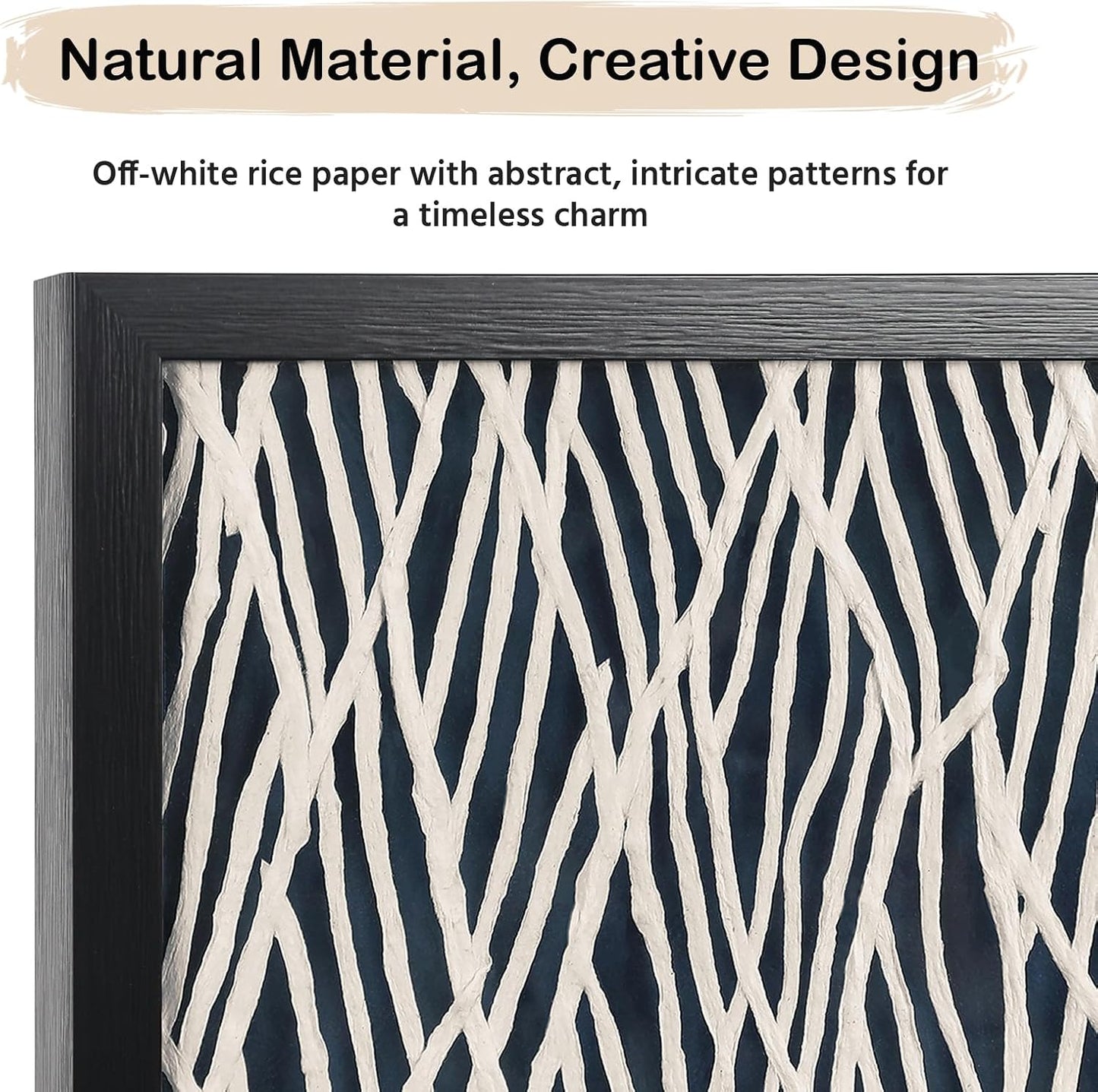 FOLKOR Geometric Wall Art Black and White for Modern Living Room Bedroom, 12" Rice Paper Framed Shadow Box Artwork, 3D Texture Floating Wall Hanging Sculpture for Kitchen Bathroom Apartment Dorm