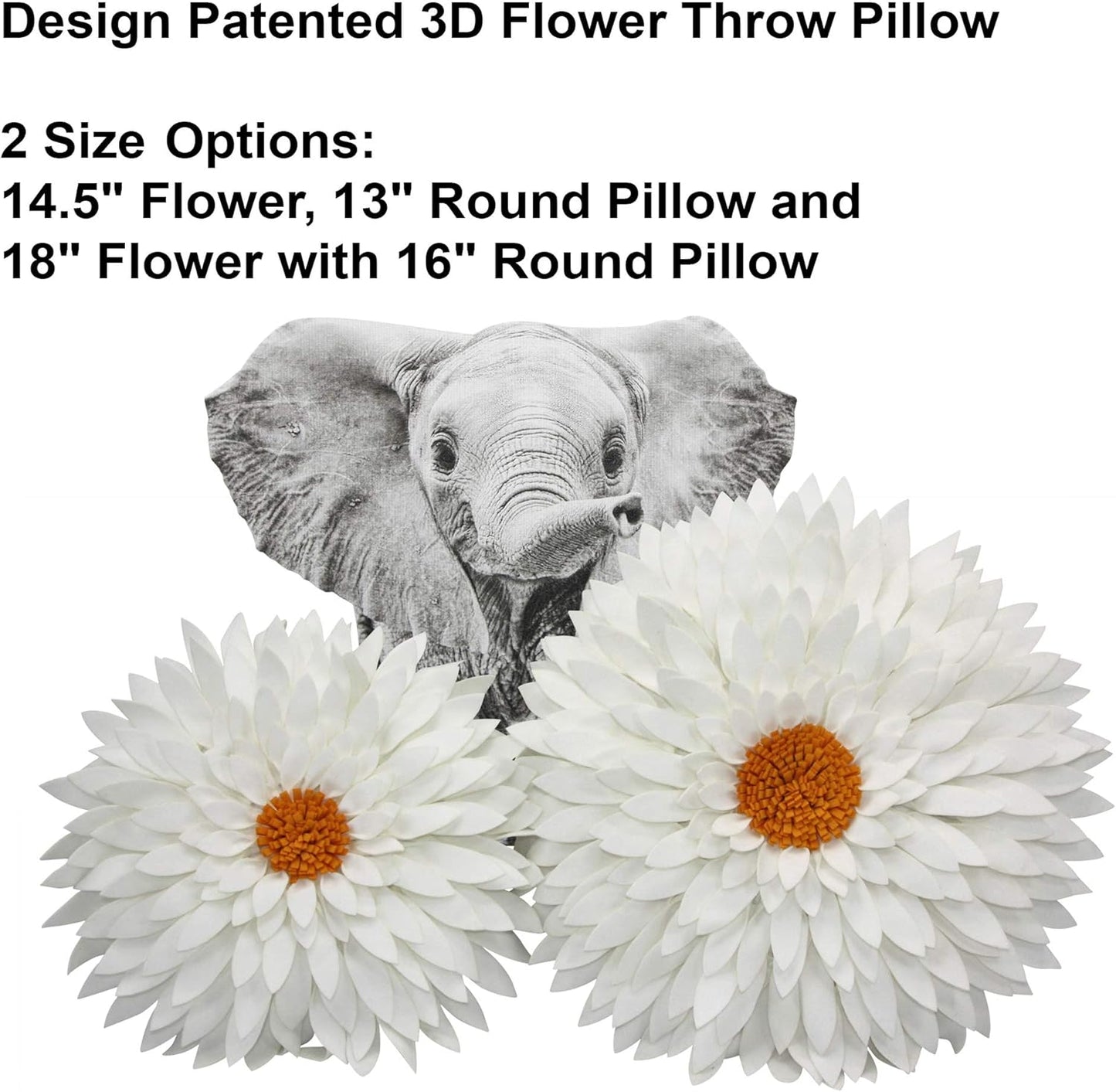 Contempo Lifestyles 3D Daisy Flower Decorative Pillow, Teal, 16" Soft Polyester Faux Wool & Cotton Canvas Throw Pillow