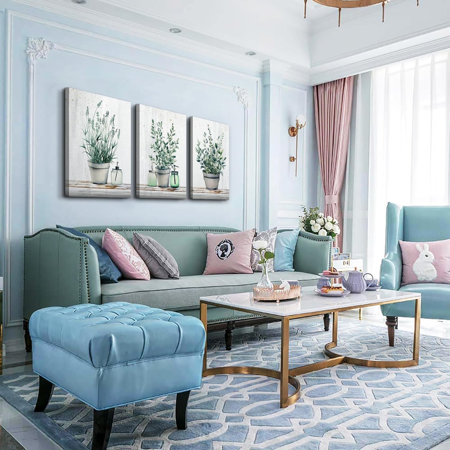 MHARTK66 Large Wall Decor For Bedroom Canvas Wall Art Paintings For Kitchen Dining Room Wall Decoration For Living Room Office Decor Green Leaf Vase Wall Pictures Artwork For Home Walls 20x28in