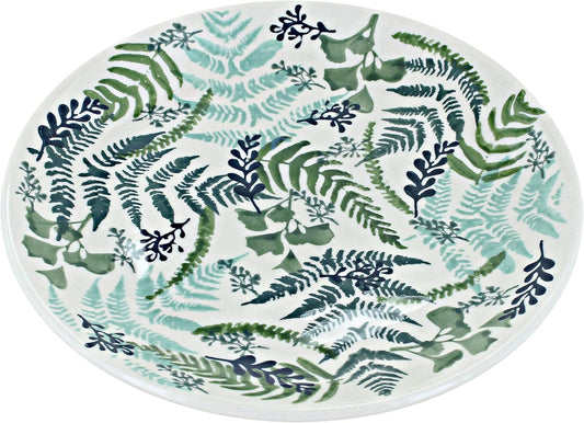 Blue Rose Polish Pottery - Green Woodland Fern Dessert Plate - 7" Diameter - Beautiful Plate for Cake, Appetizers, or Snacks