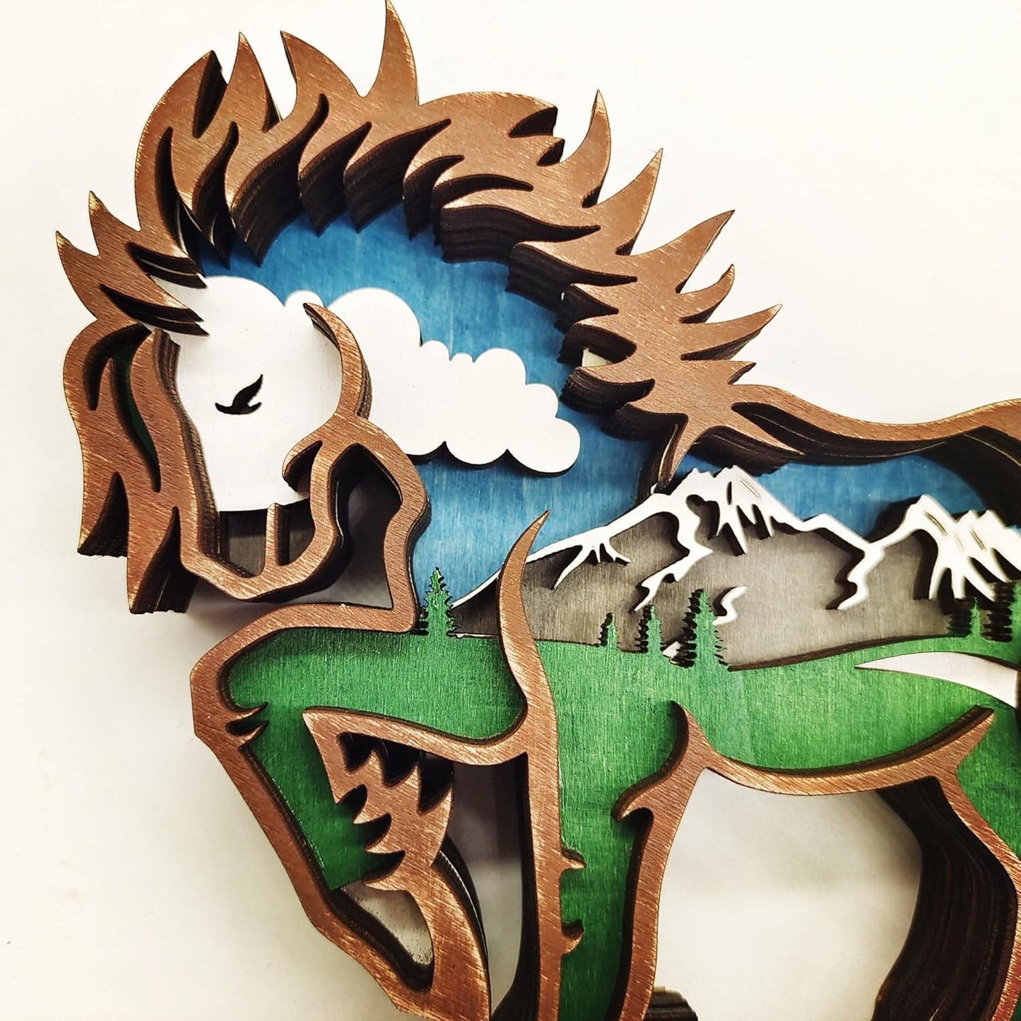 Forest Animal Desk Art Decor Wooden Farmhouse Table Decoration, Cabin Decor, Nursery Decor Mountain Decor for Bedroom Living Room (Horse)
