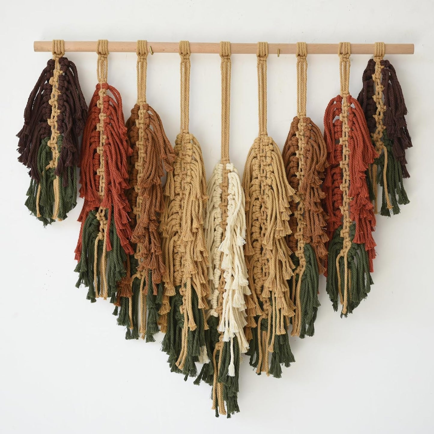 Macrame Wall Hanging with Handmade Woven Leaves Boho Feather Tapestry for Modern Apartment, Chic Dorm Decor, Cozy Bedroom or Nursery Wall Art, Leaf Wall Decor for Living Room Backdrop27" Wx26" L