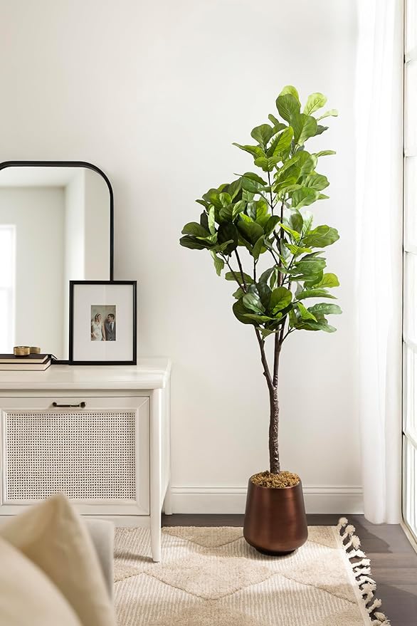 Kate and Laurel Portell Round Indoor Metal Planter Pot, 12 x 12 x 12, Bronze, Vintage Circular Planter for Indoor Plants Living Room or Sunroom Decor