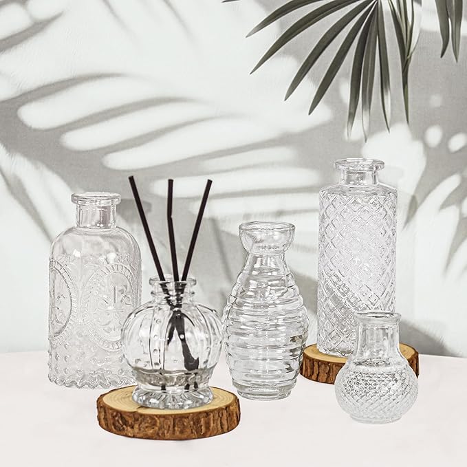 40Pcs Glass Bud Vase Set,Small Flower Vase for Tables Centerpieces Decor, Mini Vintage Clear Vase for Home,Wedding,Party Decorations（40 Pcs，Clear）